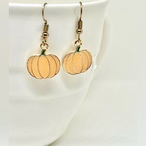Halloween Orange Pumpkin Charm Dangle Earrings